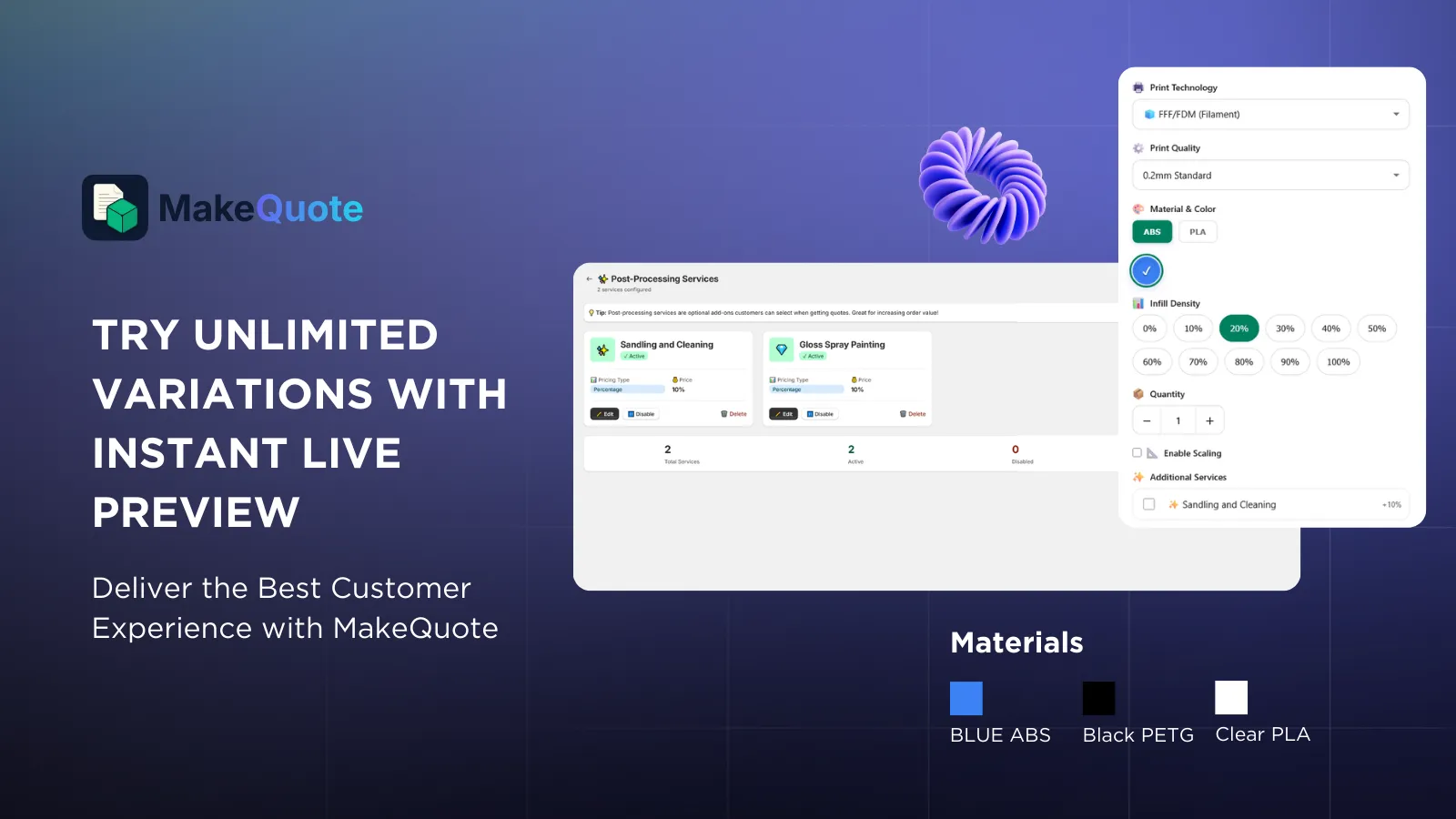 MakeQuote Widget — 3D model viewer with instant pricing calculator on storefront
